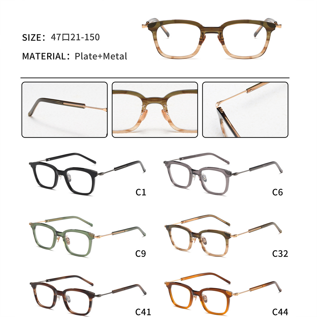 Vintage Handmade Glasses with Pure Titanium Metal Frames