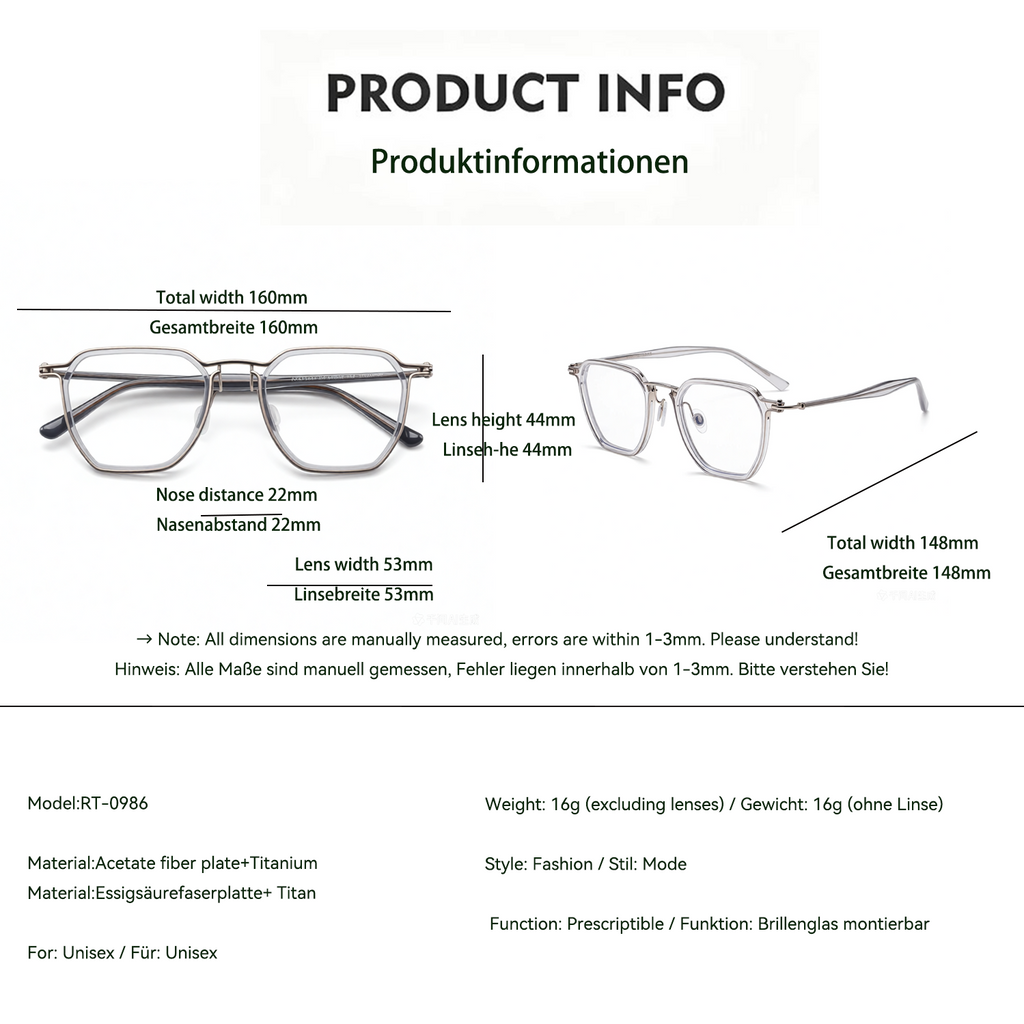 Titanium Metal Frame Fashion Glasses