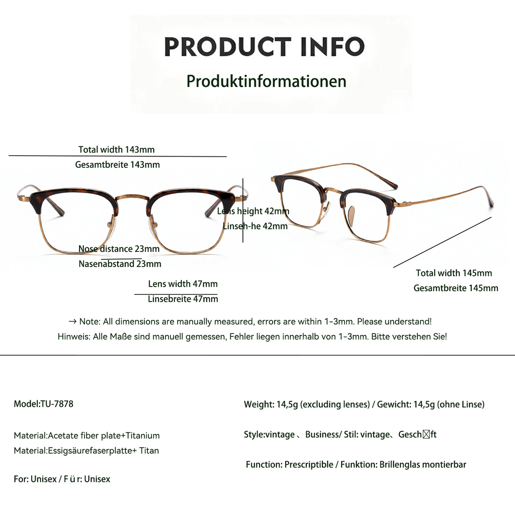 Titanium Vintage Business Fashion Glasses