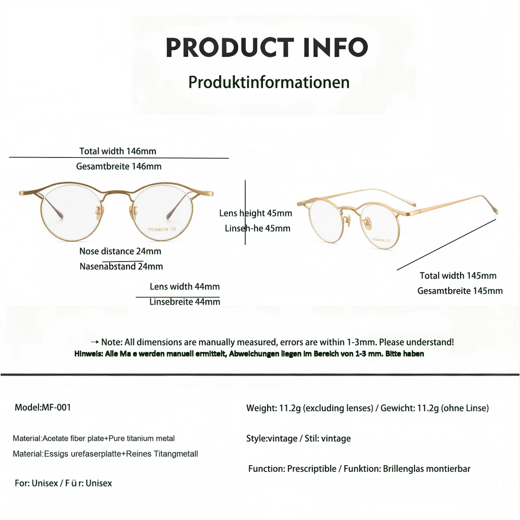 Pure Titanium Minimalist Retro Glasses