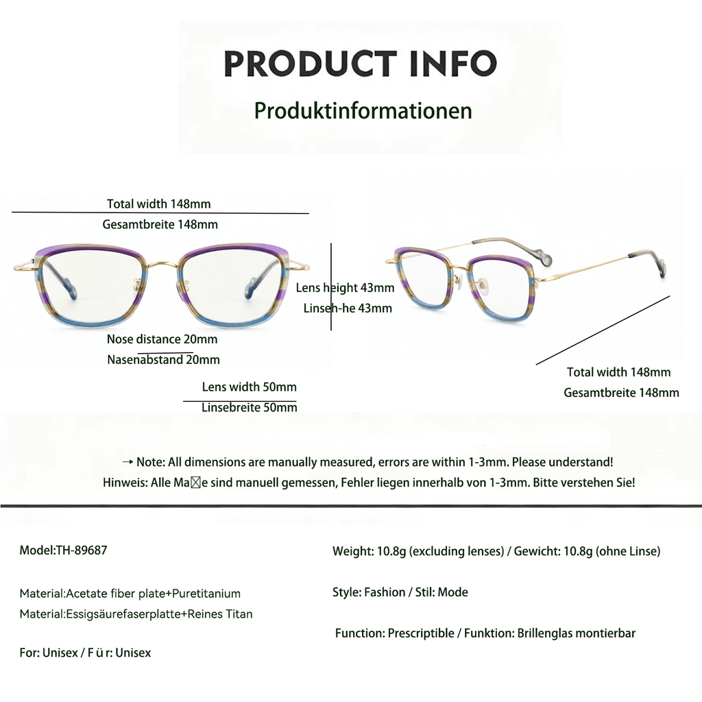 Pure Titanium Fashion Frame Glasses