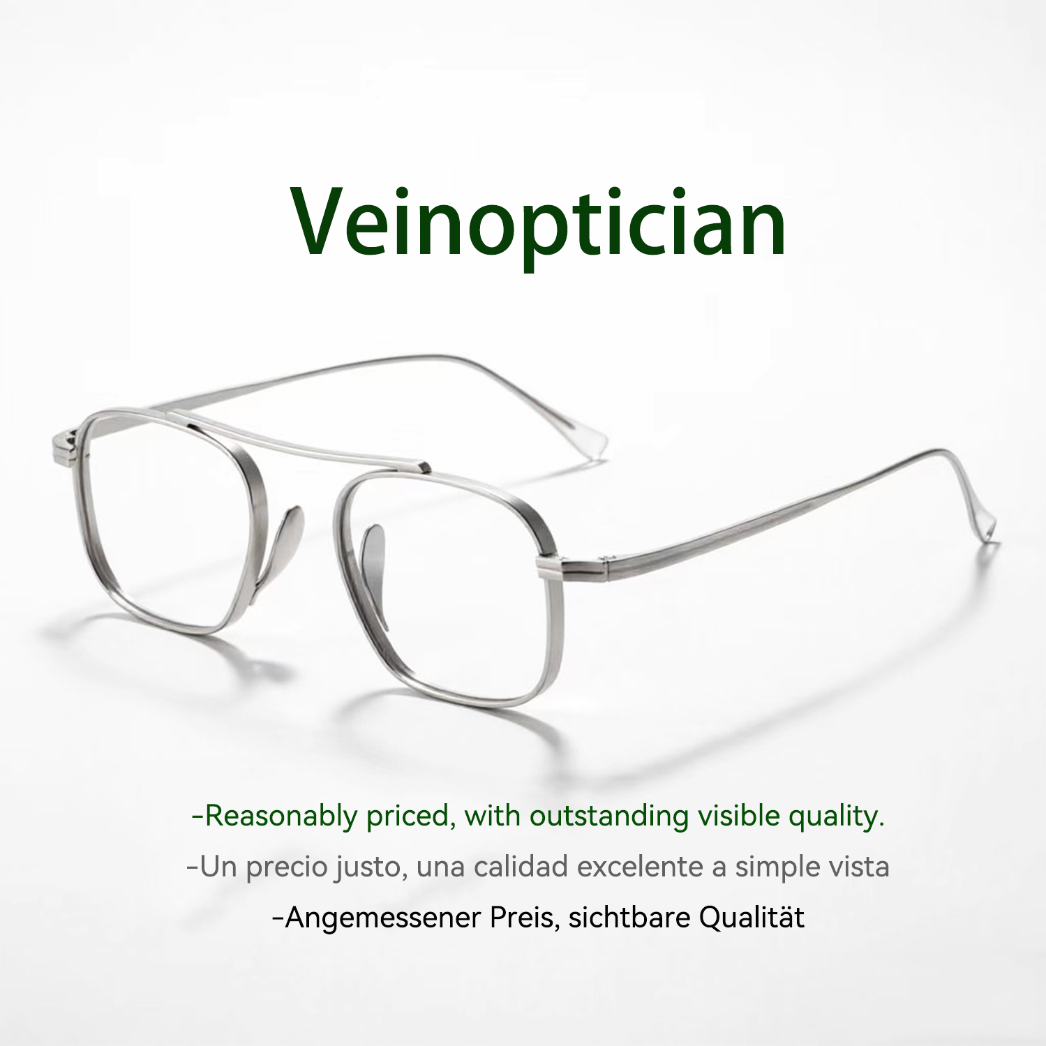 Hypoallergenic, non-discoloring pure titanium fashion glasses