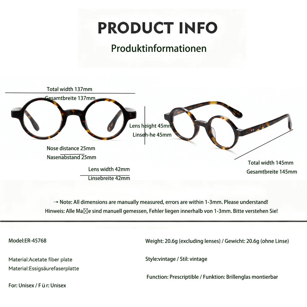 Acetate fiber plate vintage fashion glasses