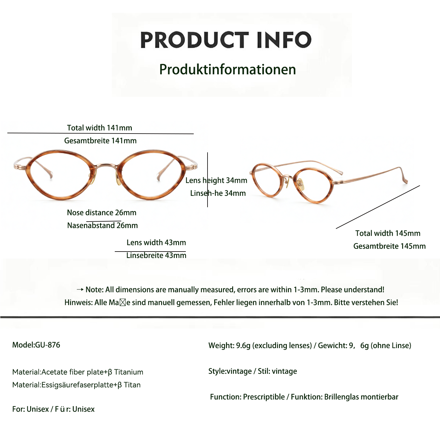 β-Titanium Vintage Glasses
