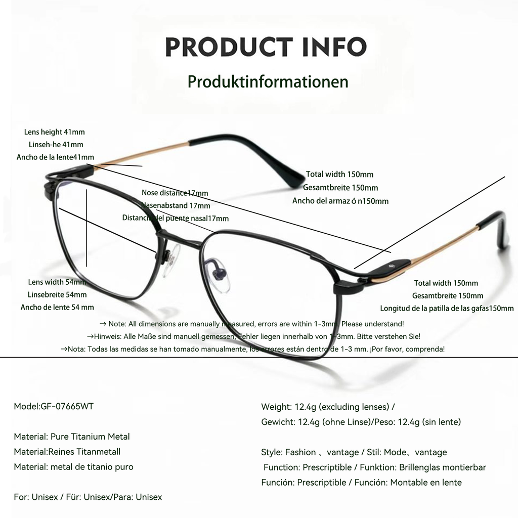 Hardcore Business Style Pure Titanium Glasses