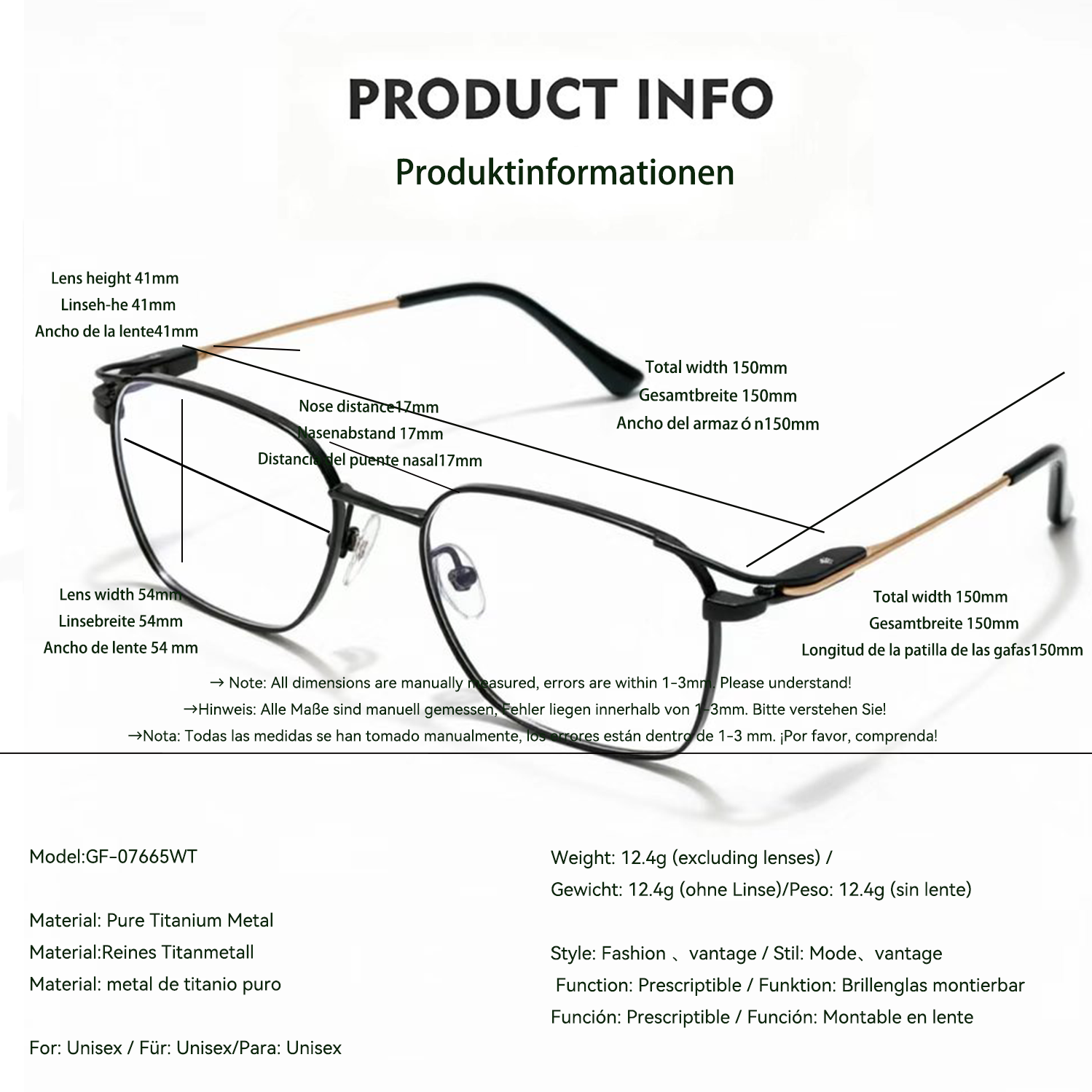 Hardcore Business Style Pure Titanium Glasses