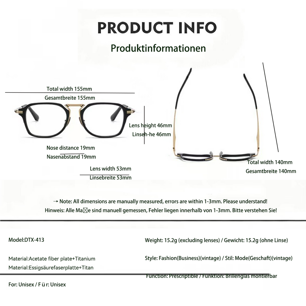 Titanium One-Piece Vintage Fashion Personalized Glasses