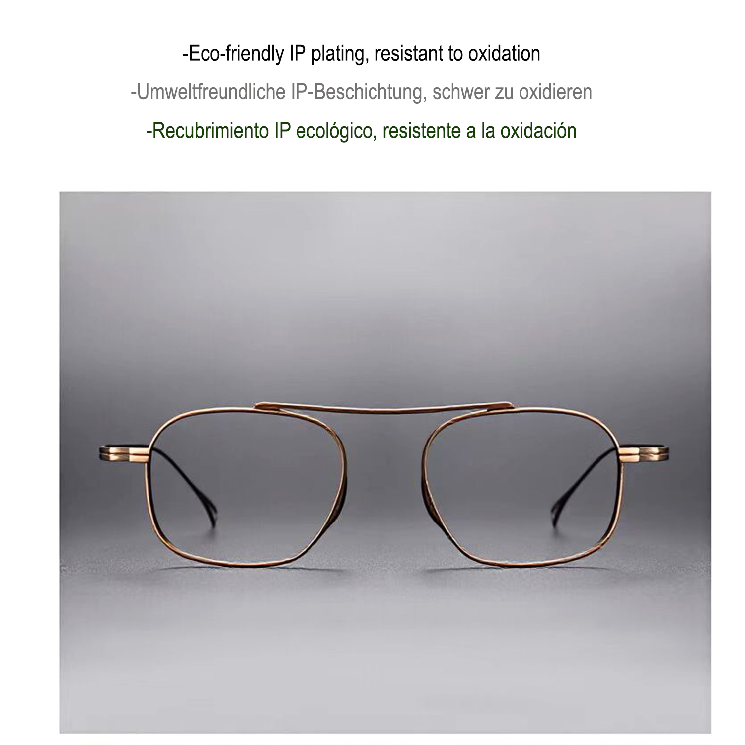 Hypoallergenic, non-discoloring pure titanium fashion glasses