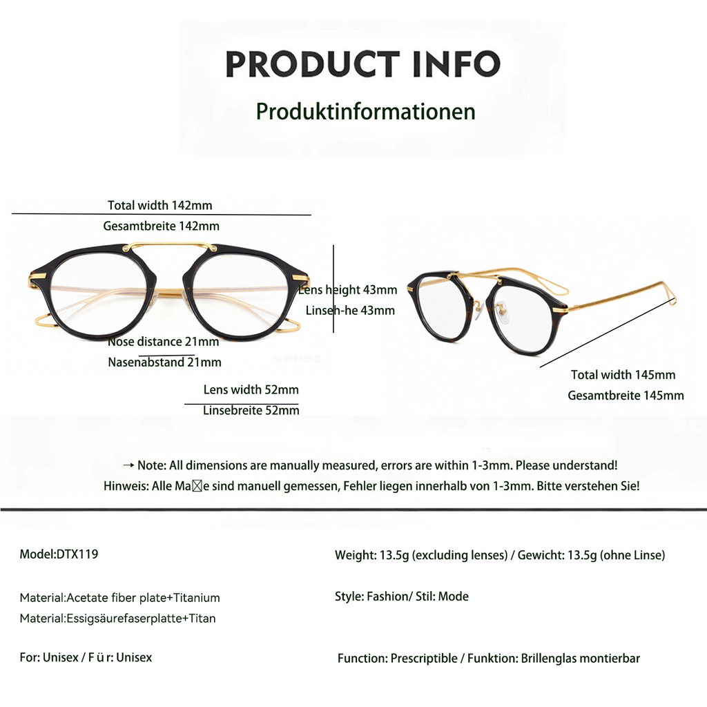Titanium Fashion Acetate Fiber Frame Glasses